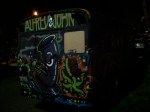 Back view of graffiti bus