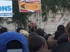 Grimes on stage
